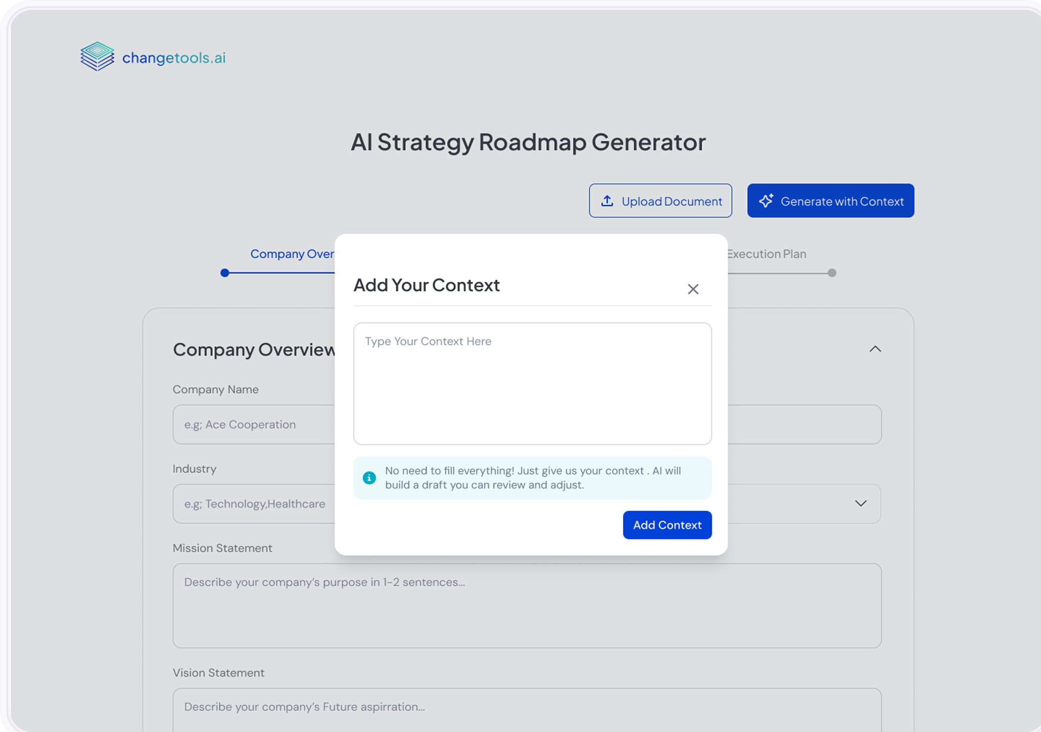 ChangeTools AI Strategy Roadmap Generator
